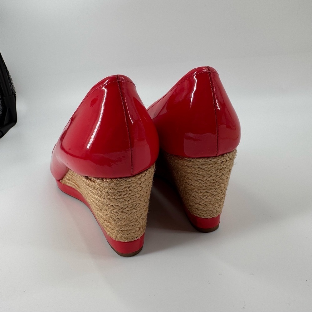 Prada Patent Leather Coral wedge heels shoes Sz 40 - Picture 4 of 9